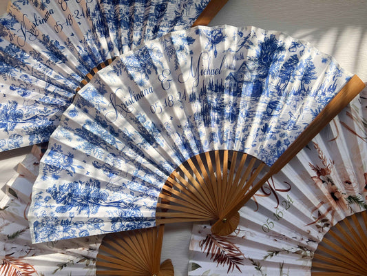 Personalized Custom Fabric Fans Rustic Wedding Party Favors Gifts Guests Bulk Hand Fans Folding Cloth Fans Concert Souvenirs Birthday Gifts