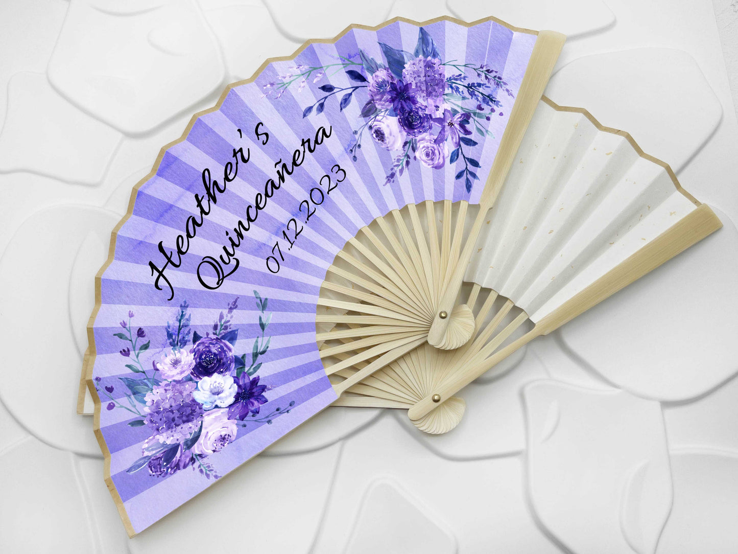 High End Custom Personalized Fans Wedding Party Favors Gifts For Guests Bulk Printed Logo Monogram Hand Fans Luxury Quinceañera Folding Fans