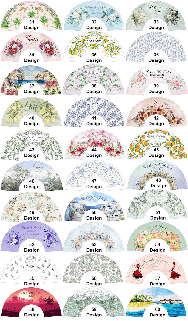 High End Custom Personalized Fans Wedding Party Favors Gifts For Guests Bulk Printed Logo Monogram Hand Fans Luxury Quinceañera Folding Fans