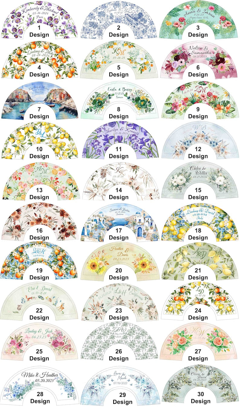 High End Custom Personalized Fans Wedding Party Favors Gifts For Guests Bulk Printed Logo Monogram Hand Fans Luxury Quinceañera Folding Fans
