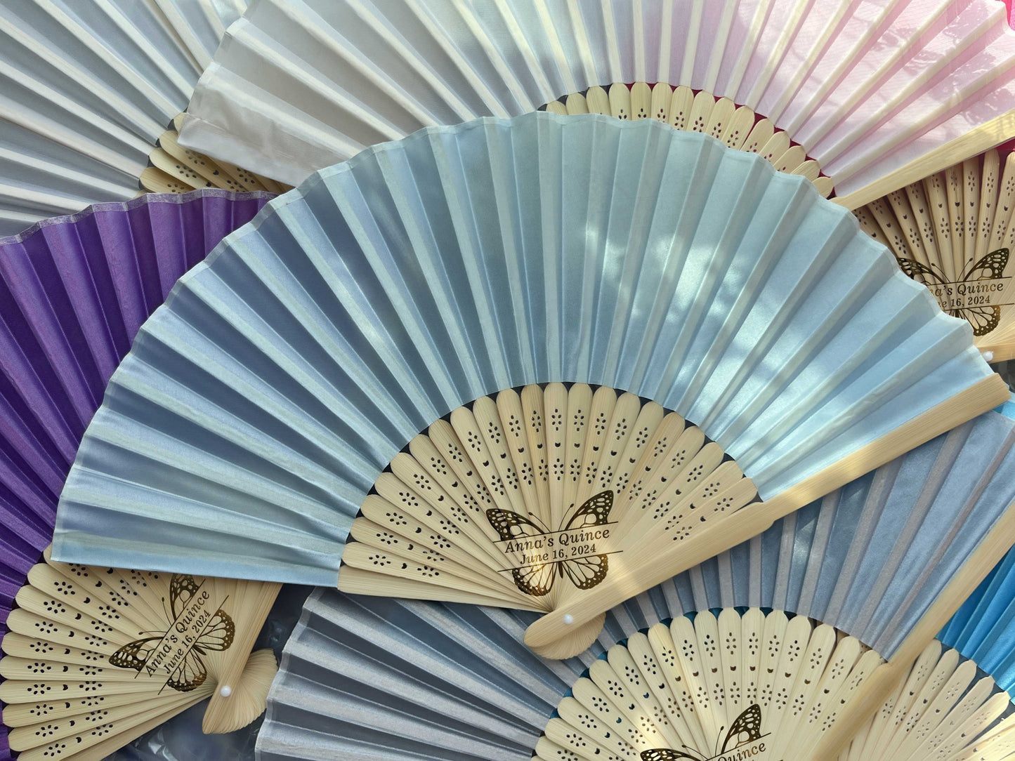 Personalized Custom Fabric Fans Gifts Engraved Folding Hand Fans Wedding Party Favors Gifts for Guests in Bulk