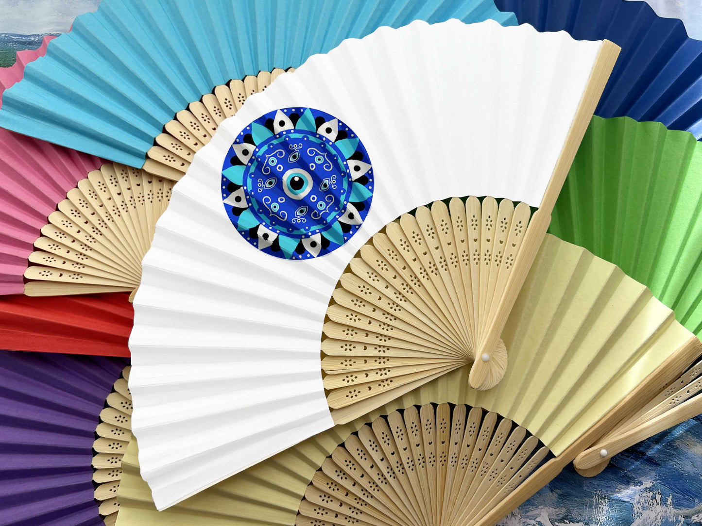 Personalized Custom Paper Fans Full Size Colorful Printed Wedding Party Favors Gifts for Guests in Bulk Printed Folding Hand Fans
