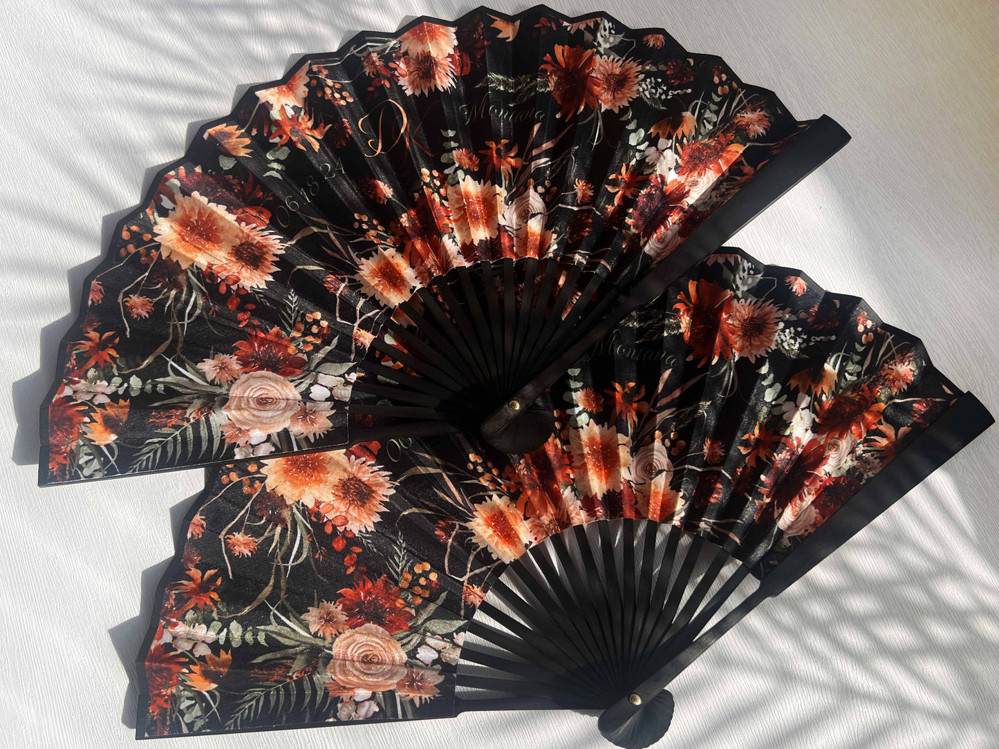 Personalized Custom Fabric Fans Wedding Party Favors Gifts Guests Bulk Lemon Floral Folding Hand Fans Orange Cloth Fans Concert Souvenirs