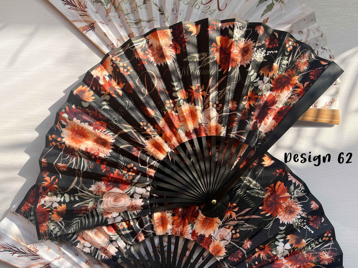Personalized Custom Fabric Fans Rustic Wedding Dinner Party Favors Gifts for Guests Bulk Lemon Floral Folding Hand Fans Cloth Fan Home Decor