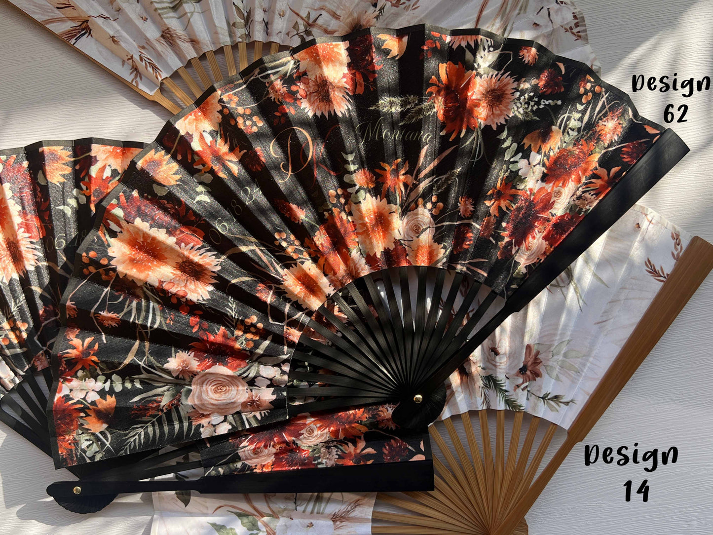 Personalized Custom Fabric Fans Wedding Party Favors Gifts Guests Bulk Lemon Floral Folding Hand Fans Orange Cloth Fans Concert Souvenirs