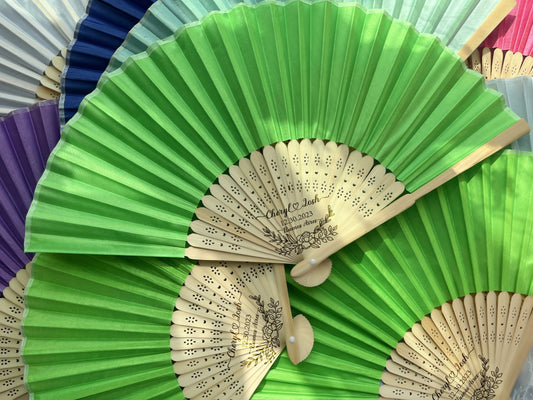 Personalized Custom Fabric Fans Gifts Engraved Folding Hand Fans Wedding Party Favors Gifts for Guests in Bulk