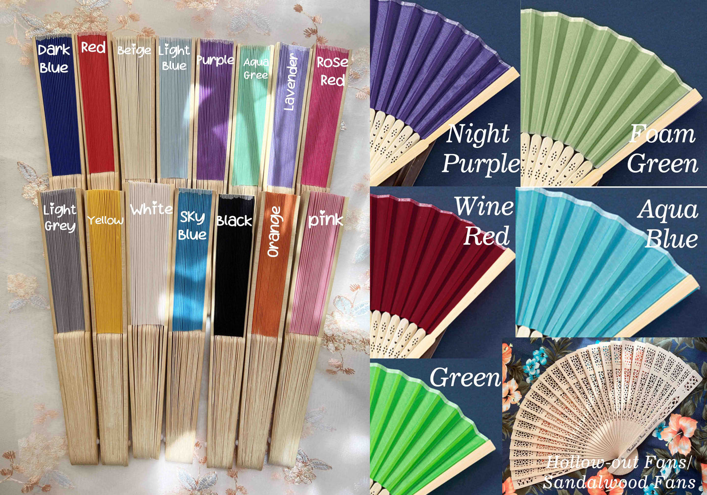Personalized Custom Fabric Fans Wedding Party Favors Gifts for Guests in Bulk Monogram Engraved Folding Hand Fans