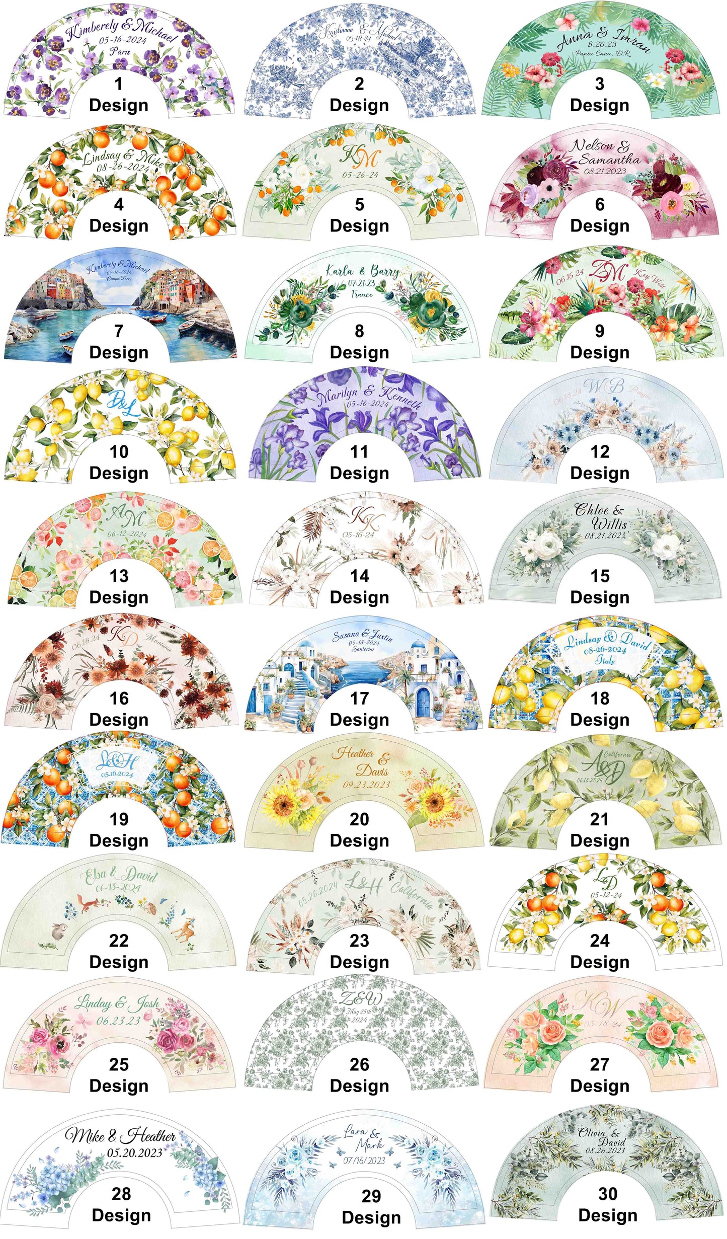 Personalized Custom Paper Fans Full Size Colorful Printed Wedding Party Favors Gifts for Guests in Bulk Printed Folding Hand Fans