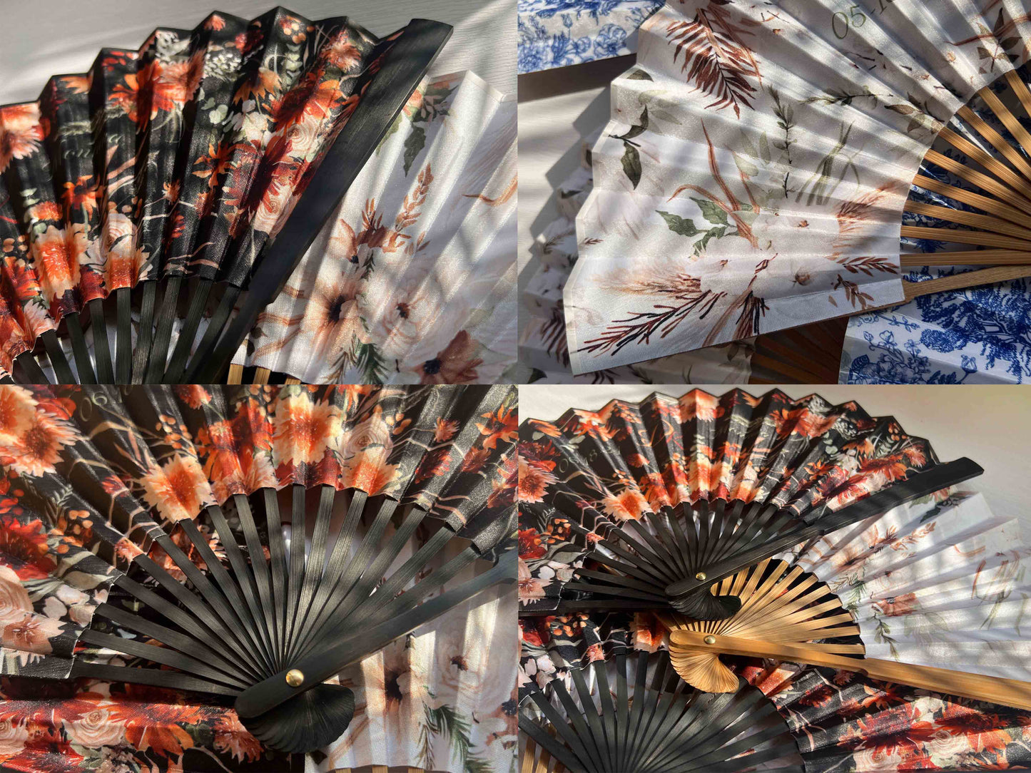 Personalized Custom Fabric Fans Wedding Party Favors Gifts Guests Bulk Lemon Floral Folding Hand Fans Orange Cloth Fans Concert Souvenirs