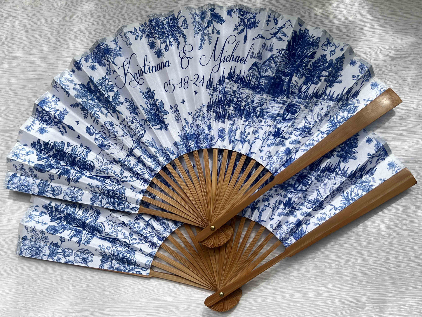 Personalized Custom Fabric Fans Rustic Wedding Dinner Party Favors Gifts for Guests Bulk Lemon Floral Folding Hand Fans Cloth Fan Home Decor