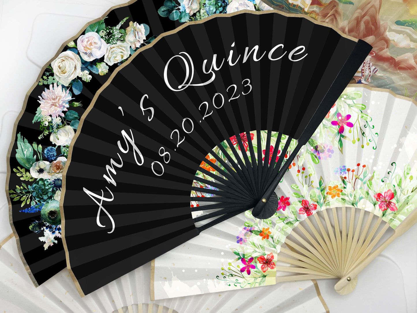 High End Personalized Custom Fans Lemon Orange Printed Folding Hand Fans Wedding Party Favors Gifts for Guests Bulk