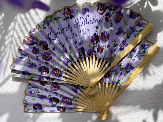 Personalized Custom Fabric Fans Wedding Party Favors Gifts Guests Bulk High End Concert Folding Hand Fans Business Gift Cloth Fan Home Decor