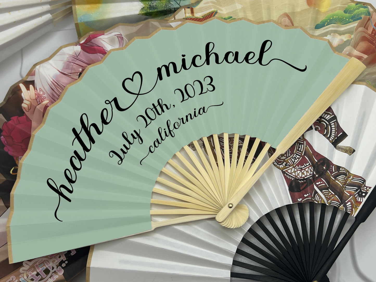 High End Personalized Custom Fans Printed Hand Fans Music Concert Folding Fans Wedding Party Favors Gifts for Guests Bulk